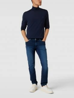 Schlussverkauf ✨ Christian Berg Men Straight Fit ? Jeans Mit Label-Patch - Aqua Blau ?